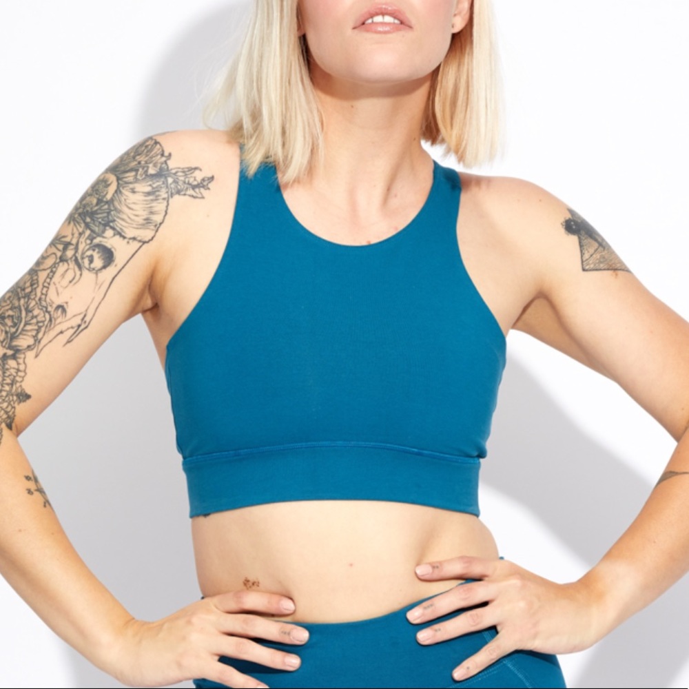 NEW Pact M Organic Cotton Sapphire Blue Sports Bra
